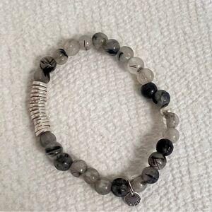 TATEOSSIAN Grey & Black Beaded Bracelet Elasticated